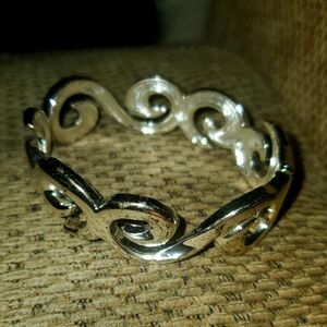 Silver Brighton Double Swirl Hinged Cuff Bracelet